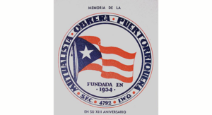Logo of the Mutualista Obrera Puertorriqueña, a Puerto Rican labor mutual aid society founded in 1934.